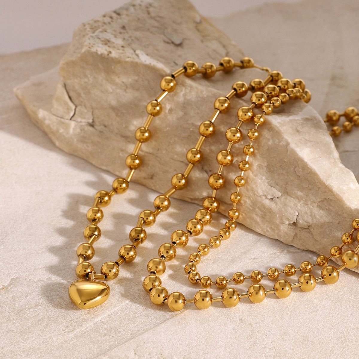 18k Golden Clavicle Beaded Love Necklace
