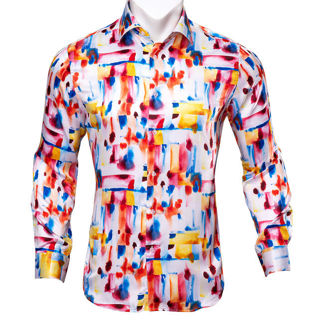 Barry Wang Silk Long Sleeve Shirts