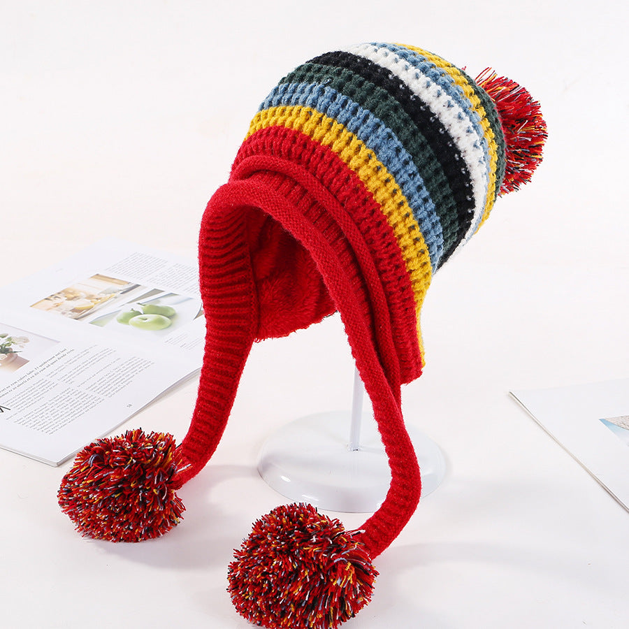 Two Layered Earflap Fleece Beanie Hats