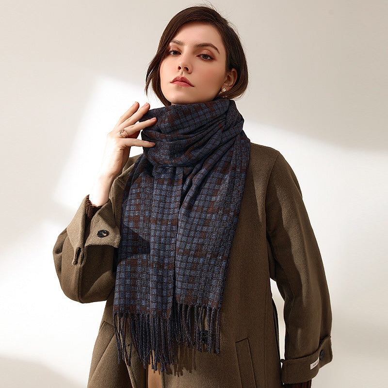 Women's Warm Tassel Plaid Cashmere Scarves