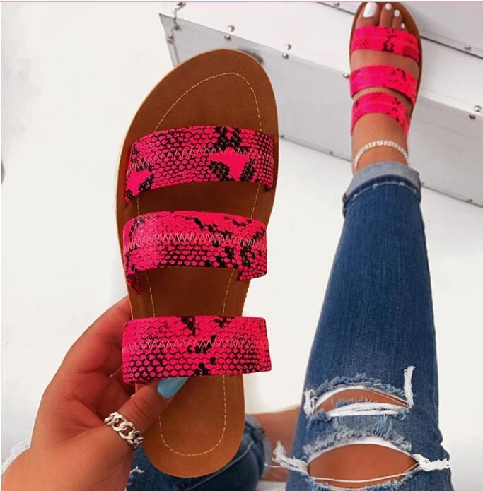 Snakeskin Flat Slipper Slide Sandals