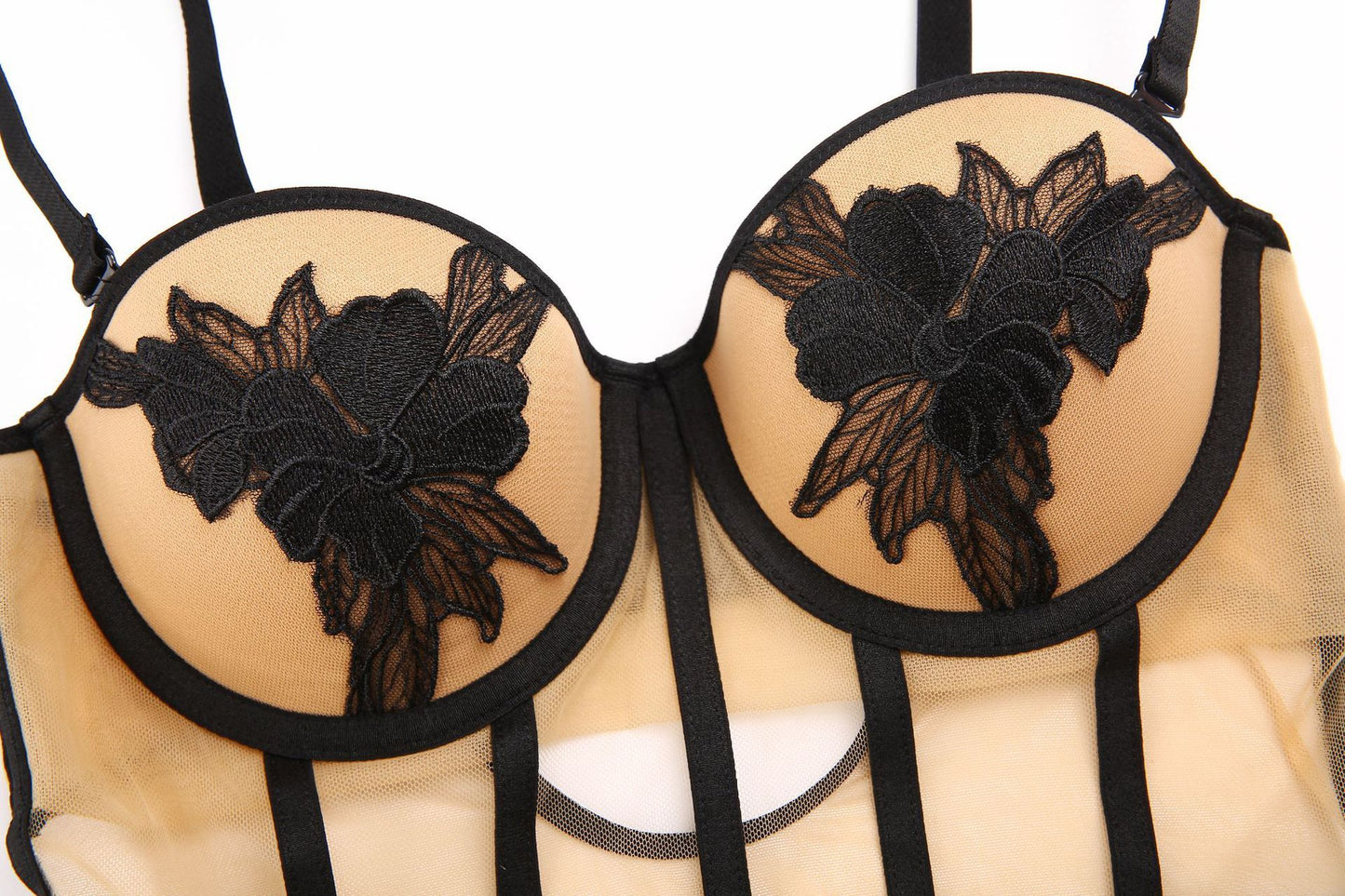 Embroidered One-piece Breathable Hollow Underwear