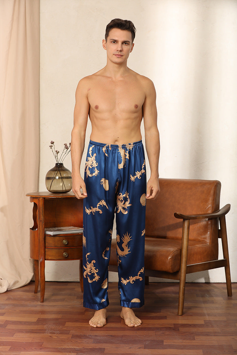 Luxury Silk Robe Two-Piece Pants Pyjamas/Bathrobes Set