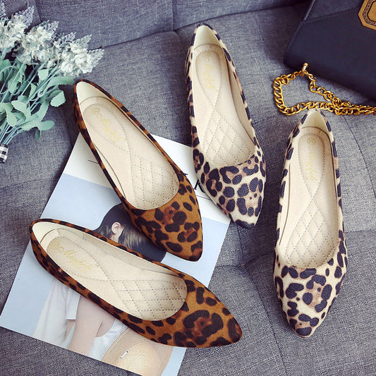 Leopard-Print Pointed Ballet Flats