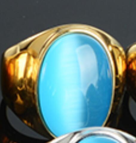 Stainless Steel Titanium Faux Opal Rings