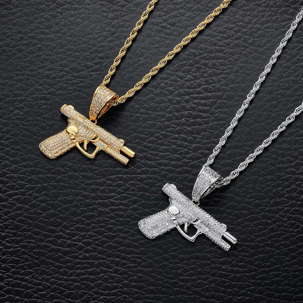 Glock (Gun) Diamond Inlay Necklace
