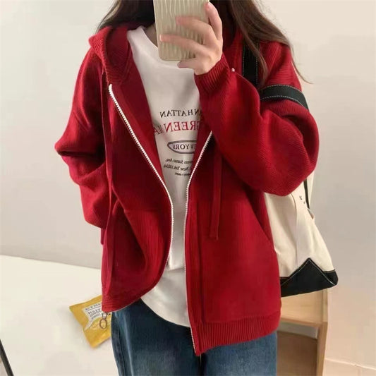Women's Thick Knitted Zipped Hoodies