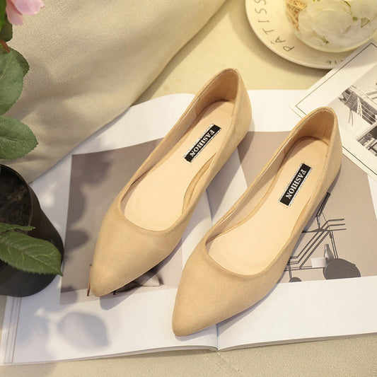 Fashion Suede Pointed Slip On Ballet Flats