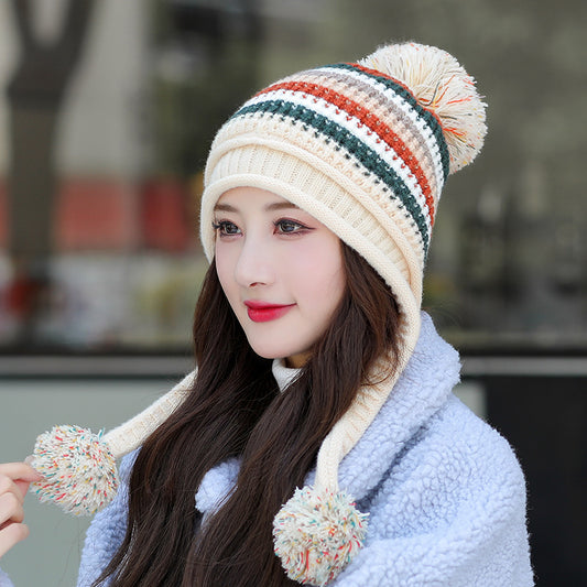 Two Layered Earflap Fleece Beanie Hats