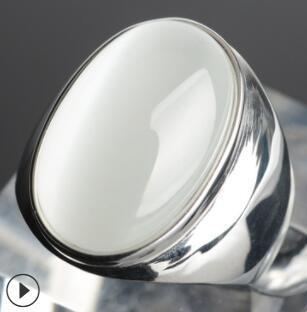 Stainless Steel Titanium Faux Opal Rings