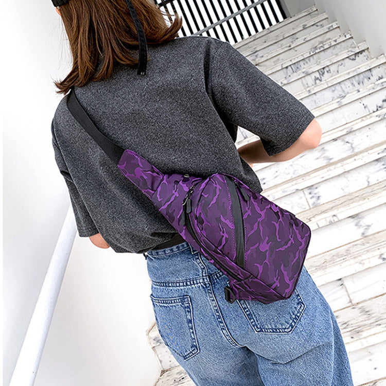 Camouflage Chest Crossbody Bag With Headphone Hole