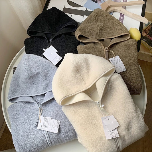 Faux Cashmere Polar Fleece Zipped Hoodies