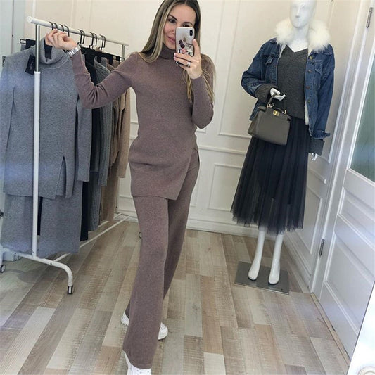 Women's Solid Color Knitted Suits