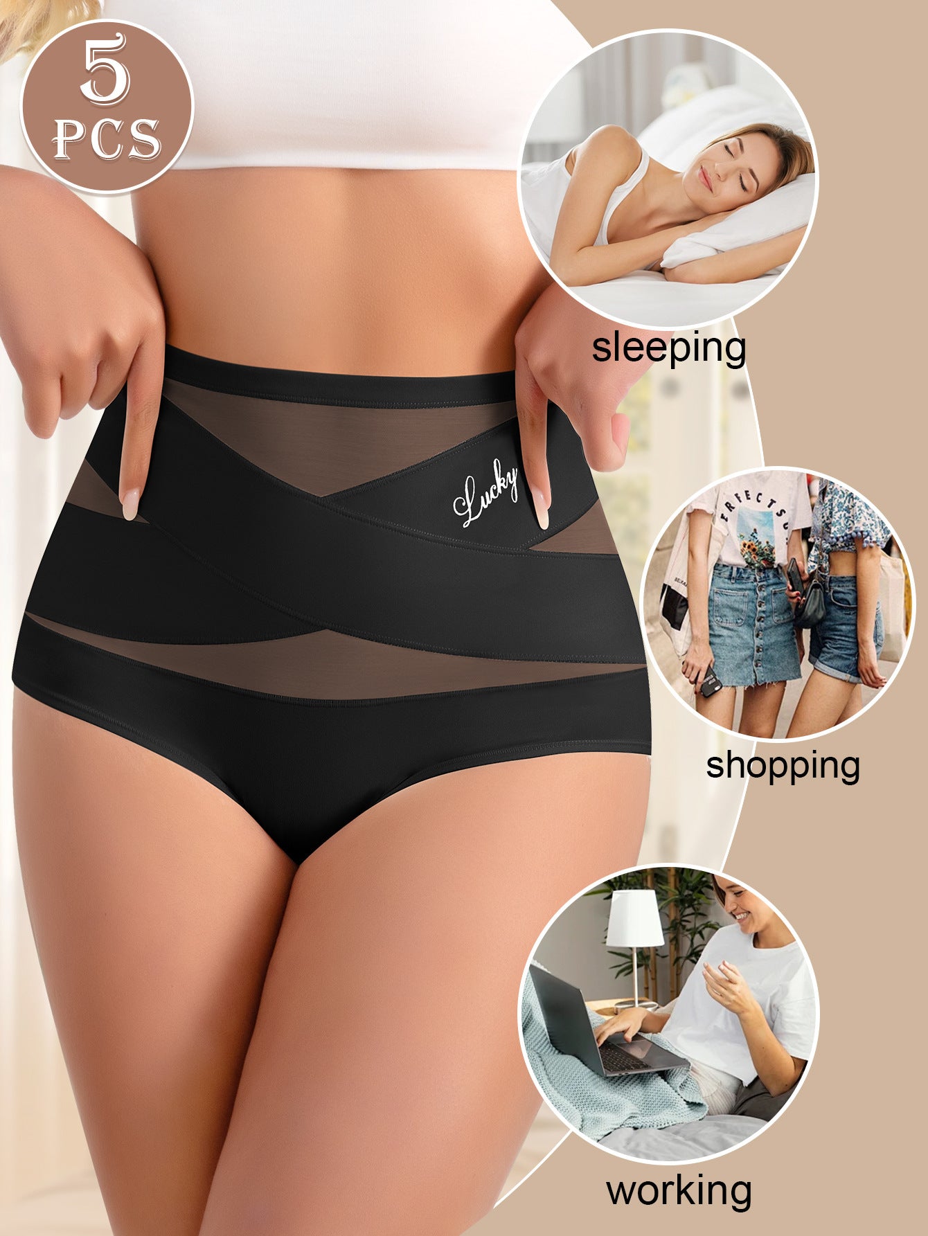 Lucky High Waist Seamless Belly Contracting Glutes Lift Briefs
