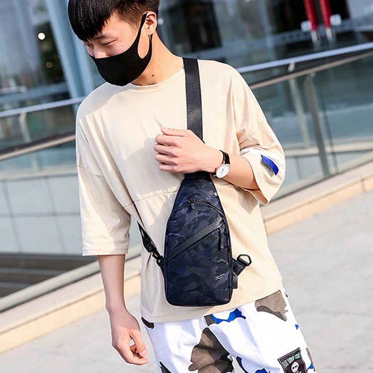 Camouflage Chest Crossbody Bag With Headphone Hole
