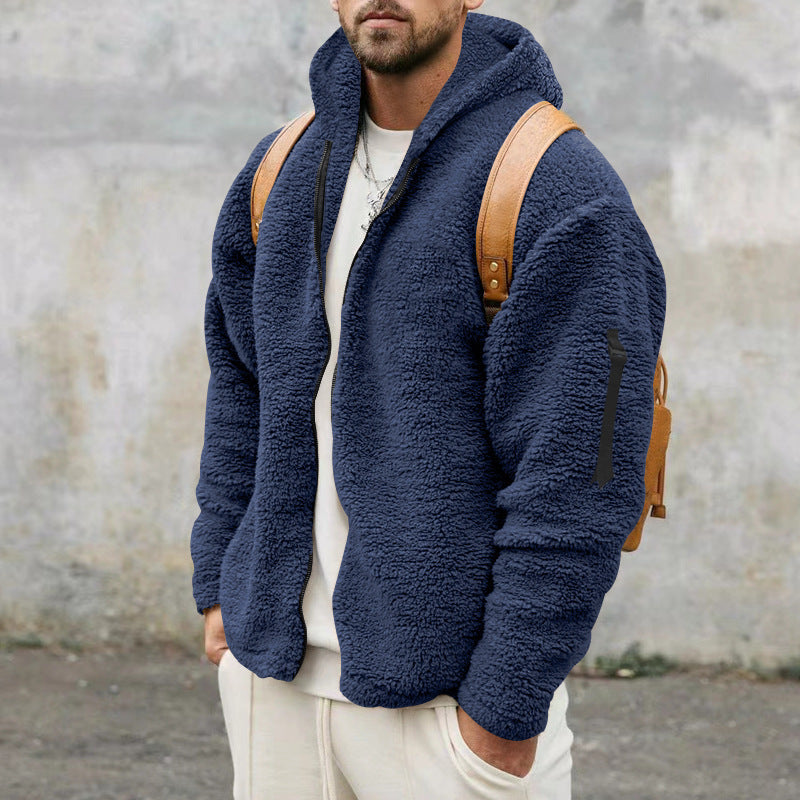 Plush Hooded Double Sided Fleece Jacket