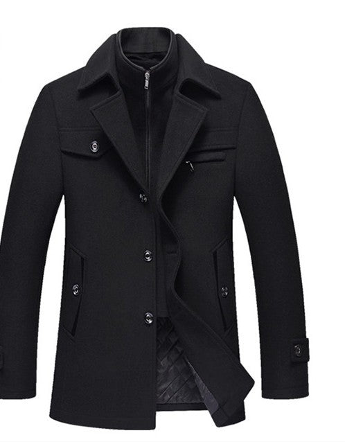 Woollen Slim Fit Detachable Collar Trench Coats