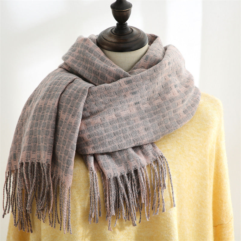 Women's Warm Tassel Plaid Cashmere Scarves