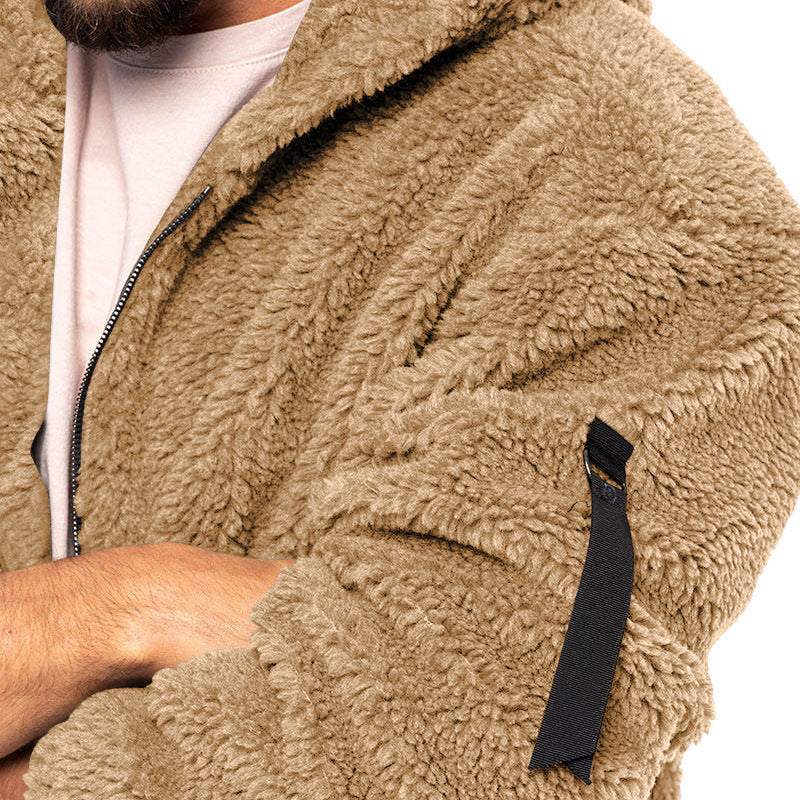 Plush Hooded Double Sided Fleece Jacket