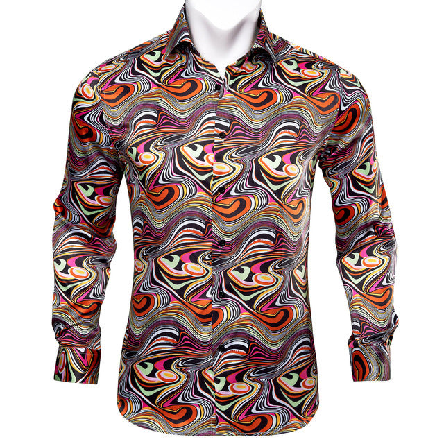 Barry Wang Silk Long Sleeve Shirts