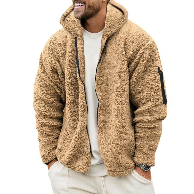 Plush Hooded Double Sided Fleece Jacket