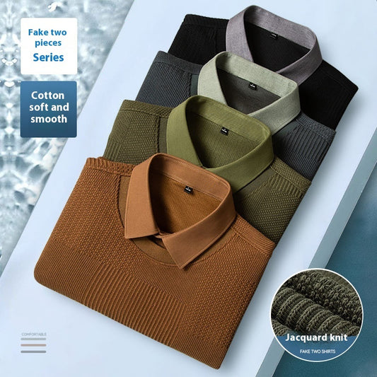 Jacquard Two Piece Set Long Sleeve Shirts
