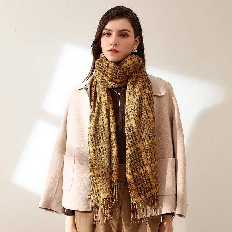Women's Warm Tassel Plaid Cashmere Scarves