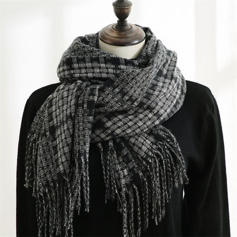 Women's Warm Tassel Plaid Cashmere Scarves