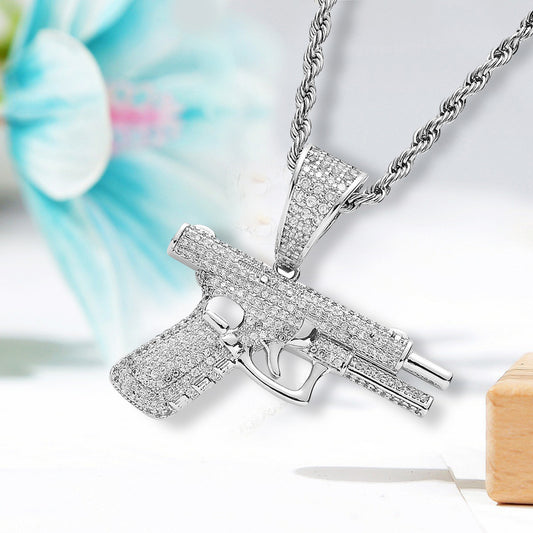 Glock (Gun) Diamond Inlay Necklace