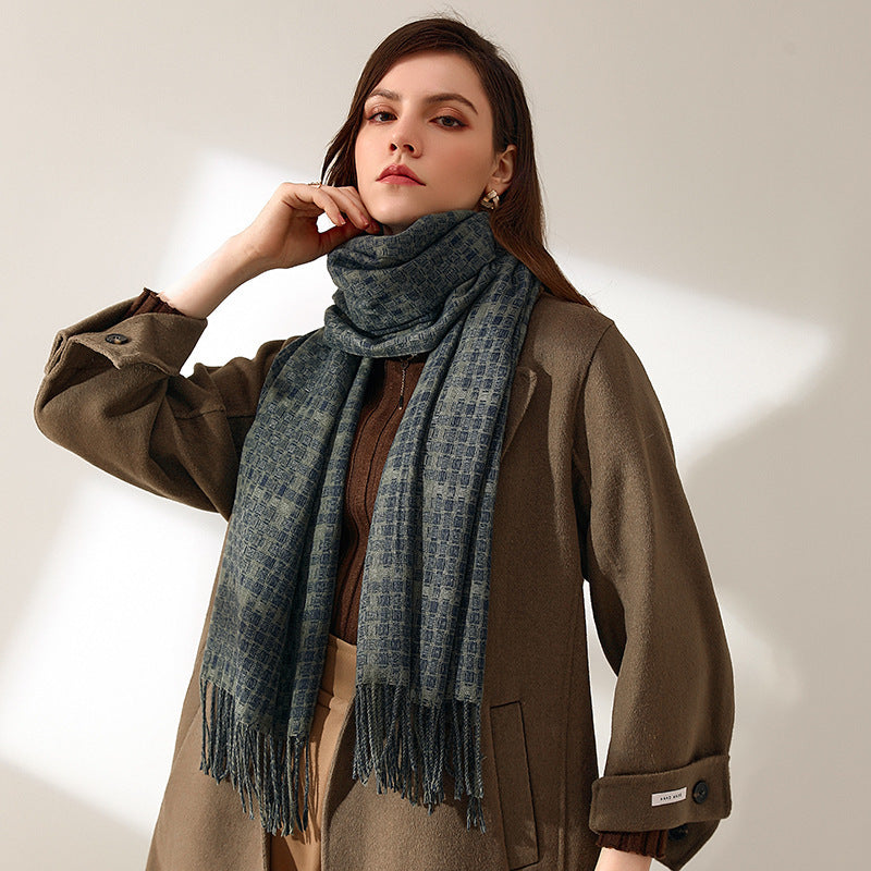 Women's Warm Tassel Plaid Cashmere Scarves