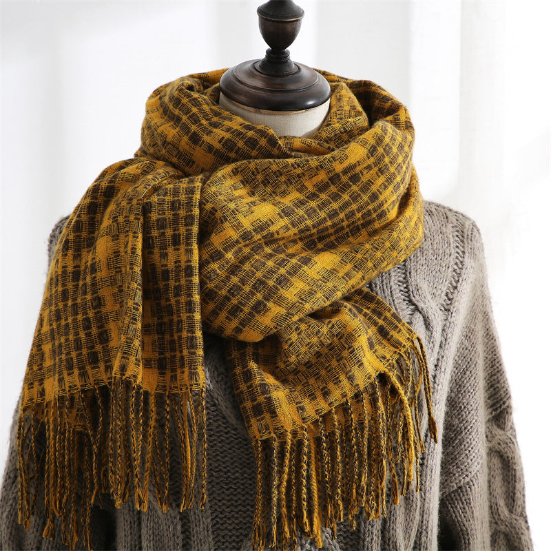 Women's Warm Tassel Plaid Cashmere Scarves