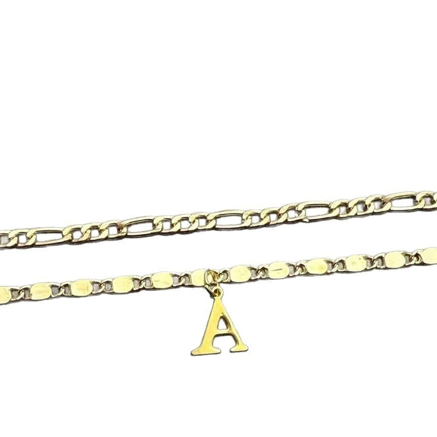 26 Initial Letter Gold Double Layer Anklets